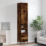 vidaXL Buffet haut Chêne fumé 34 5x34x180 cm Bois d'ingénierie