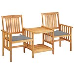 vidaXL Chaises de jardin avec table à thé et coussins Acacia solide