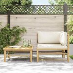 vidaXL Salon de jardin 2 Pièces avec coussins blanc crème Bambou