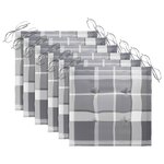 vidaXL Chaises de jardin coussins à carreaux gris lot de 6 Teck massif