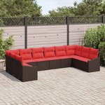 vidaXL Ensemble de Canapés avec coussin 10 Pièces Marron polyrotin