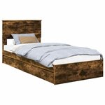 vidaXL Lit de Rangement Chêne fumé 90 x 200 cm Bois d'ingénierie