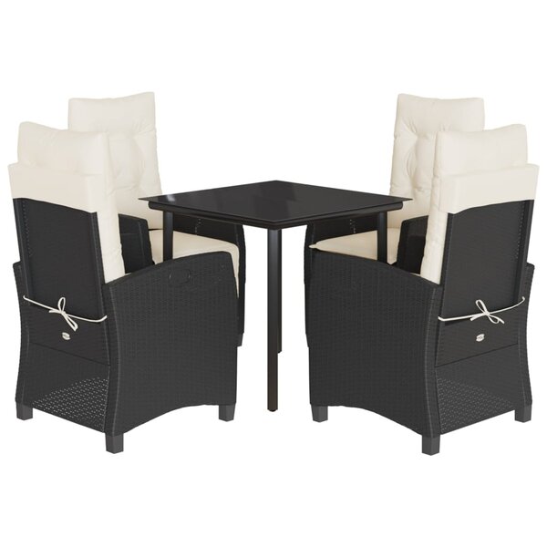 vidaXL Ensemble à manger de jardin coussins 5Pièces Noir Résine tressée