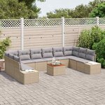 vidaXL Ensemble de canapé de jardin 11 Pièces beige et gris clair