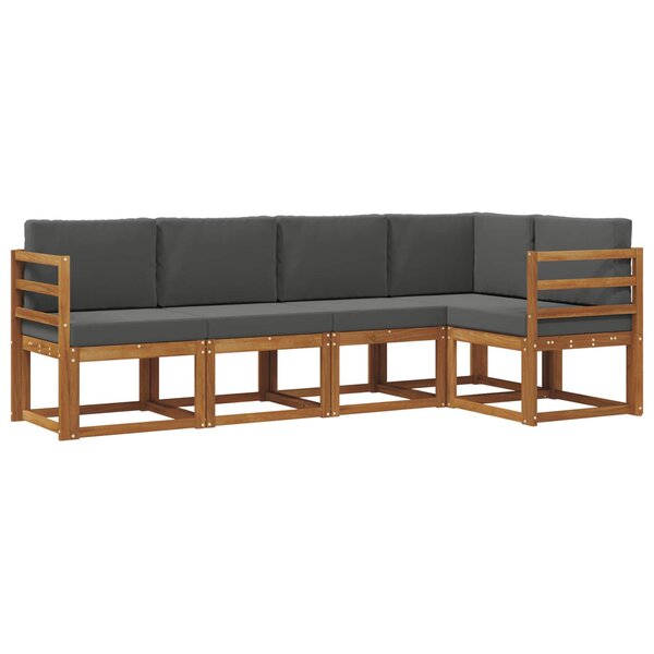 vidaXL Ensemble de canapés d'extérieur 5 Pièces Naturel et Anthracite