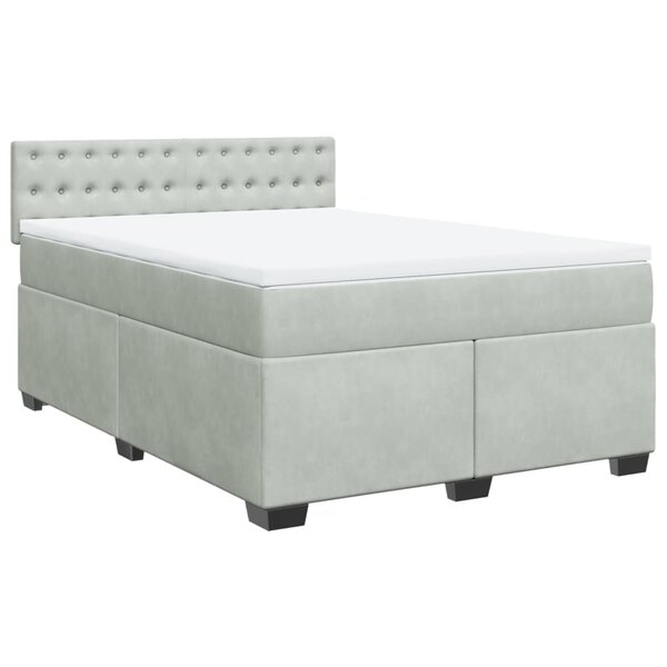 vidaXL Sommier à lattes de lit et matelas Gris clair 140x190cm Velours