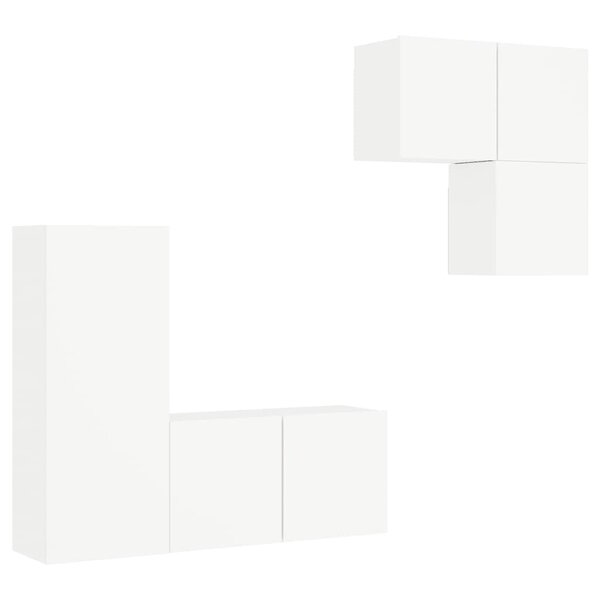 vidaXL Unités murales TV 4 Pièces blanc bois d'ingénierie