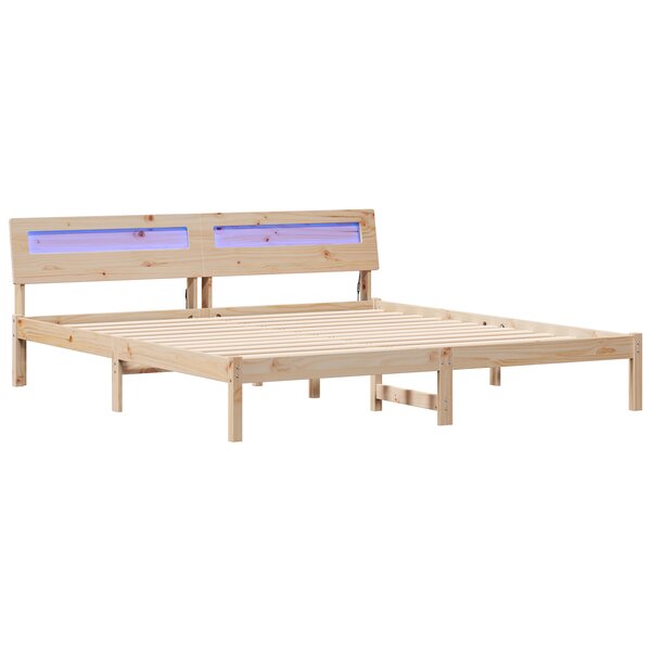 vidaXL Cadre de lit avec des lumières à LED Marron 200 x 200 cm