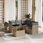 vidaXL Salon de jardin avec coussins 6 Pièces beige résine tressée