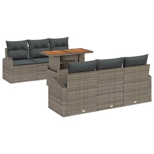 vidaXL Ensemble de canapé de jardin 7 Pièces Gris Poly rotin