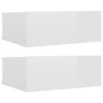 vidaXL Tables de chevet flottantes 2 Pièces Blanc brillant 40x30x15 cm