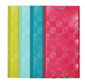 Chemise à élastiques 3 rabats carte lustrée gaufrée pelliculée 1928 - 23  5x12cm - couleurs assorties - x 12 - exacompta