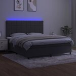 vidaXL Sommier à lattes de lit matelas et LED Gris foncé 180x200 cm