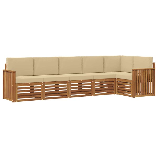 vidaXL Ensemble de canapés d'extérieur 6 pc Naturel et Beige Polyester