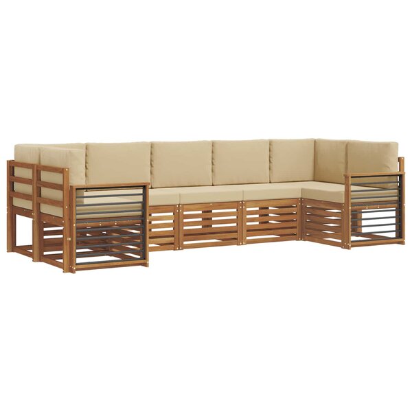 vidaXL Ensemble de canapé d'angle avec coussin 7 Pièces Naturel et Beige