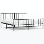 vidaXL Cadre de lit métal sans matelas avec pied de lit noir 180x200cm