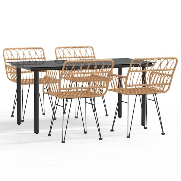 vidaXL Ensemble à manger de jardin 5Pièces Résine tressée