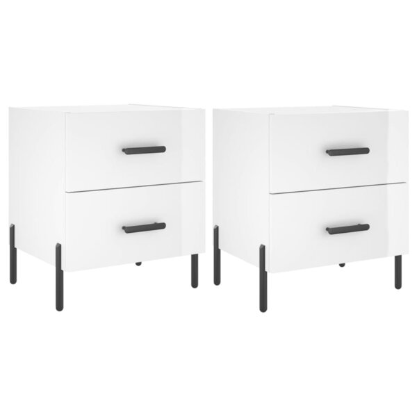 vidaXL Tables de chevet 2 Pièces blanc brillant 40x35x47 5 cm