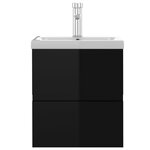 Vidaxl armoire d'évier avec lavabo intégré noir brillant aggloméré