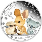 Pièce de monnaie en Argent 50 Cents g 15.57 (1/2 oz) Millésime 2026 Happy Birthday NEW BORN BABY 1/2