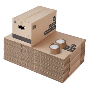 Pack and Move - Lot 40 cartons déménagement stockage standard - 60 x 30 x 30 cm - Poignées renforcées - 2 adhésifs offerts