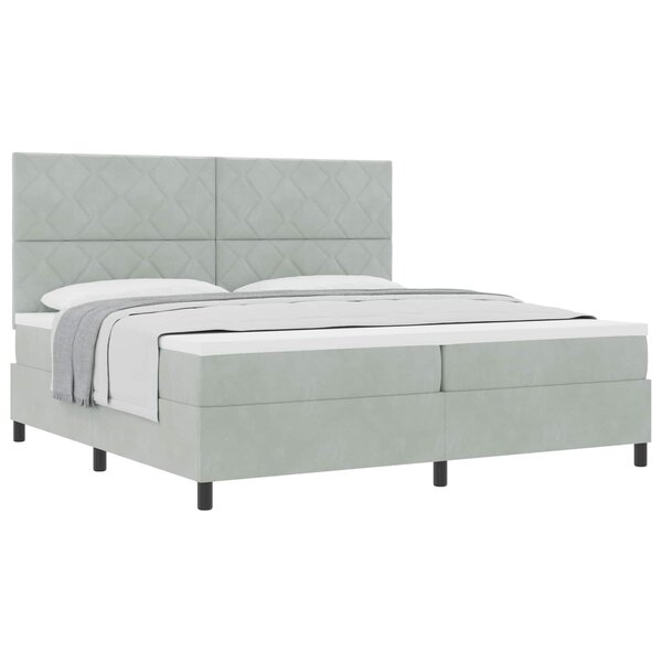 vidaXL Lit à ressorts avec matelas Gris clair 200 x 200 cm tissu
