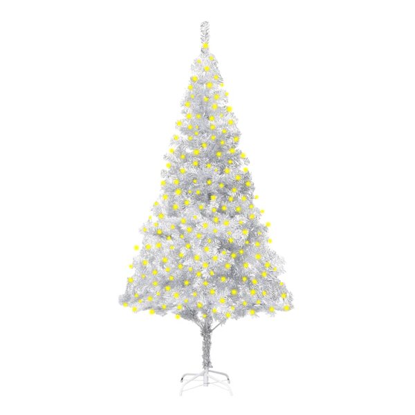 vidaXL Sapin de Noël artificiel pré-éclairé/support argenté 210 cm PET