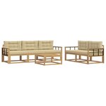 vidaXL Ensemble de canapés d'extérieur 6 Pièces Blanc et Beige