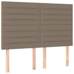 vidaXL Sommier à lattes de lit et matelas et LED Taupe 140x200cm Tissu