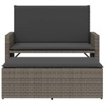 vidaXL Banc de jardin avec coussins et repose-pied gris résine tressée
