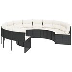 vidaXL Canapé de jardin avec table coussins rond noir résine tressée