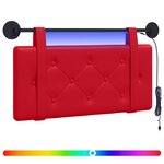 vidaXL Tête de lit suspendue Avec lumière LED Rouge Simili cuir