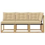 vidaXL Canapé d’extérieur milieu et coin avec coussin 3 Pièce Blanc