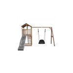AXI Beach Tower avec Nid Roxy Balancoire Marron Toboggan Gris