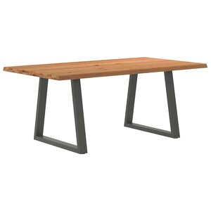 vidaXL Table à manger avec bord naturel 180x100x74cm bois massif chêne