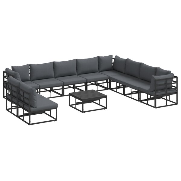 vidaXL Ensemble de canapé de jardin 11 Pièces Noir 70 x 70 x 32 cm