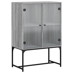 vidaXL Armoire latérale avec portes en verre sonoma gris 69x37x100 cm