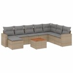vidaXL Salon de jardin avec coussins 9Pièces mélange beige résine tressée