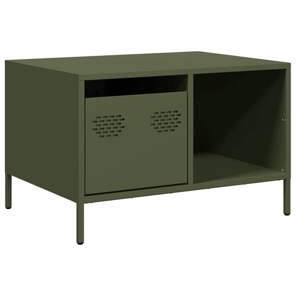 vidaXL Table basse vert olive 68 5x50x43 5 cm acier laminé à froid