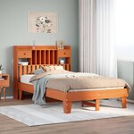 vidaXL Cadre de lit sans matelas cire marron 135x190cm bois pin massif