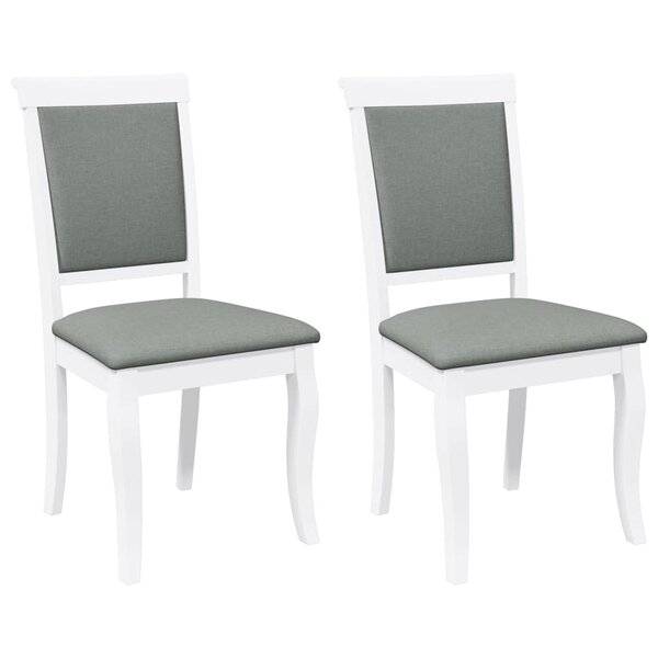 vidaXL Chaises à manger coussins 2 Pièces blanc bois massif caoutchouc