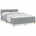 vidaXL Lit boxspring avec matelas Gris clair 160 x 200 cm tissu