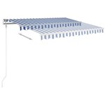 vidaXL Auvent manuel rétractable avec poteaux 3 5x2 5 m Bleu et blanc