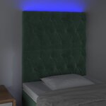 vidaXL Tête de lit à LED Vert foncé 80x7x118/128 cm Velours