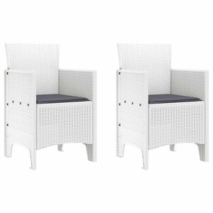 vidaXL Chaise de jardin 2 pc Blanc Polypropylène
