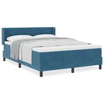 Lit à ressort vidaXL avec matelas bleu foncé 160x200 cm en velours