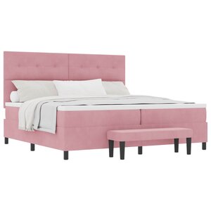 vidaXL Lit à ressorts avec matelas Rose 200 x 200 cm Velours