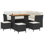 vidaXL Ensemble de canapé de jardin 9 pièces avec coussins en poly rotin noir et acacia
