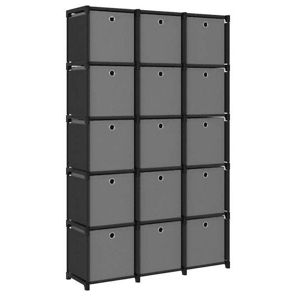 vidaXL Étagère à 15 cubes avec boîtes Noir 103x30x175 5 cm Tissu