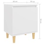 vidaXL Table de chevet avec pieds en bois massif Blanc 40x30x50 cm